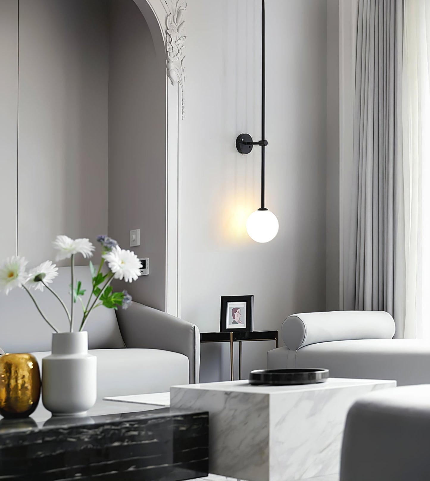 Mobile Wall Lamp | Metal & Glass | Set of 2, Gold & Black