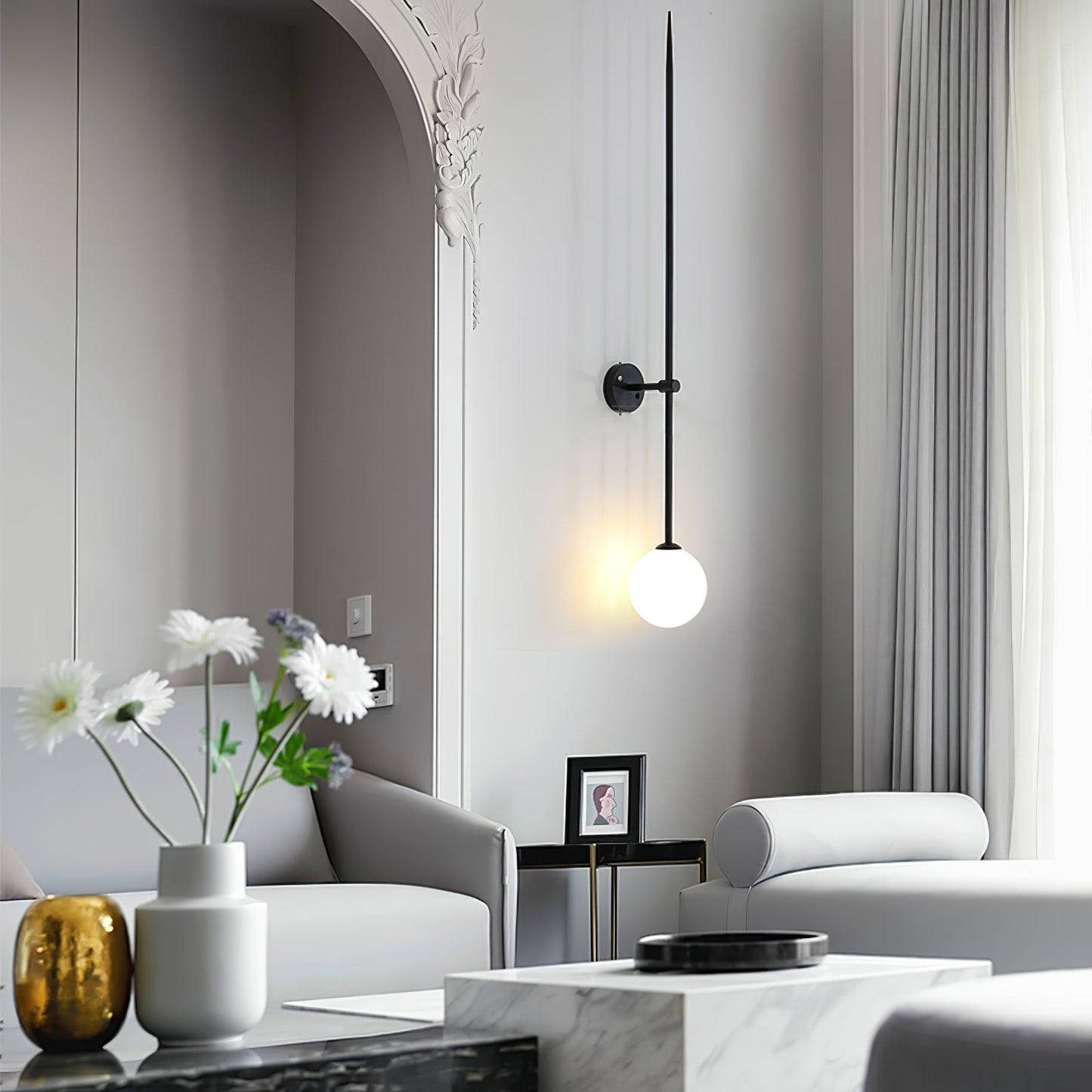 Mobile Wall Lamp | Metal & Glass | Set of 2, Gold & Black