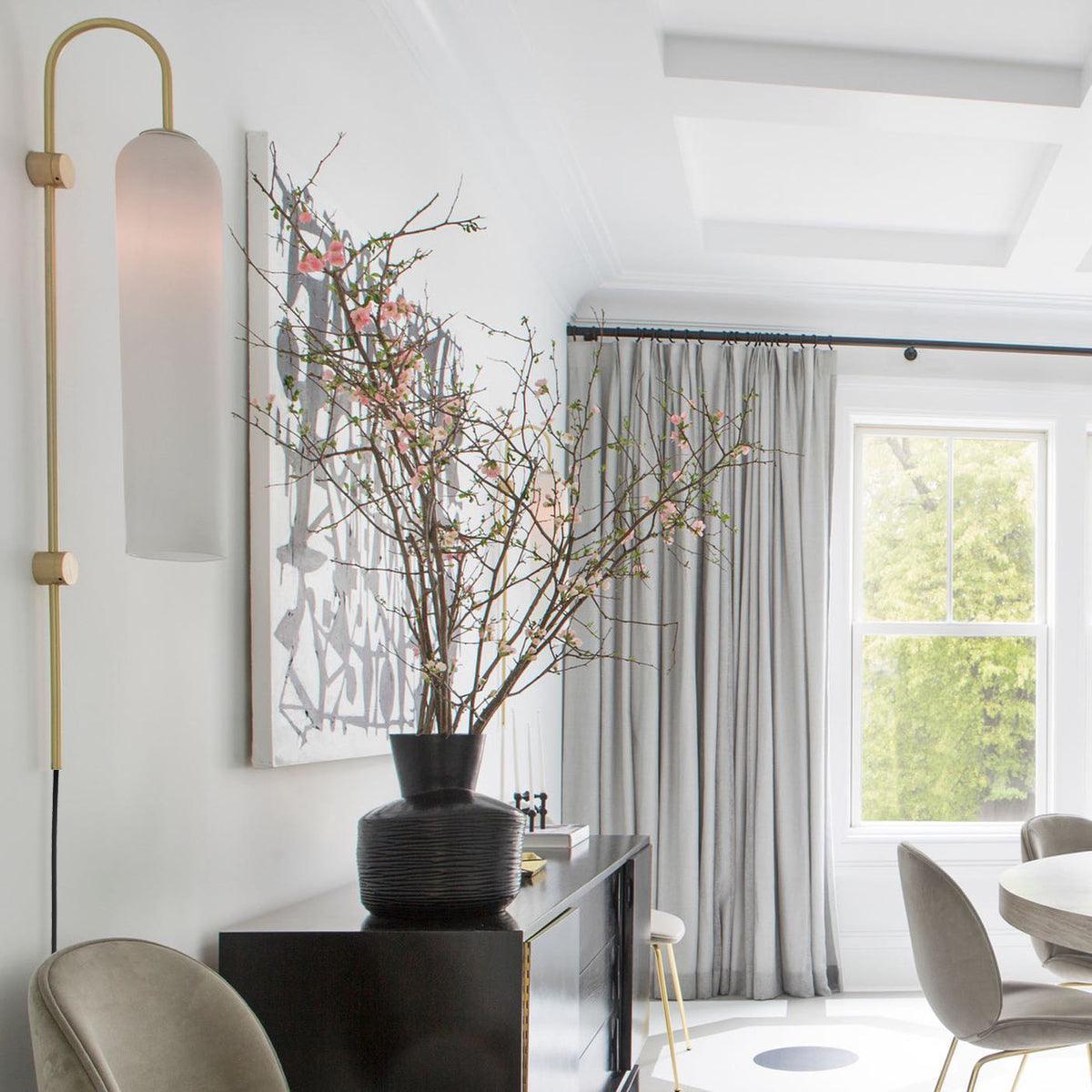 Glass Wall Lamp | Mouth-Blown Glass | Black or Gold Finish