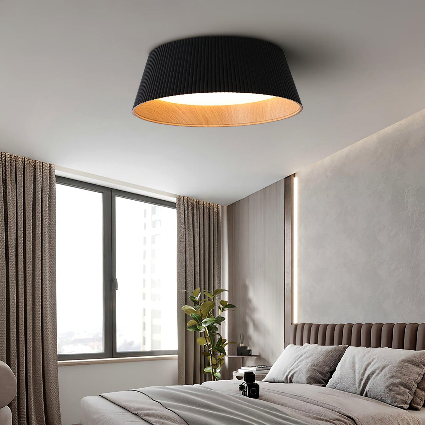 Ribbed Ceiling Light | Metal & Acrylic | Black or White Finish