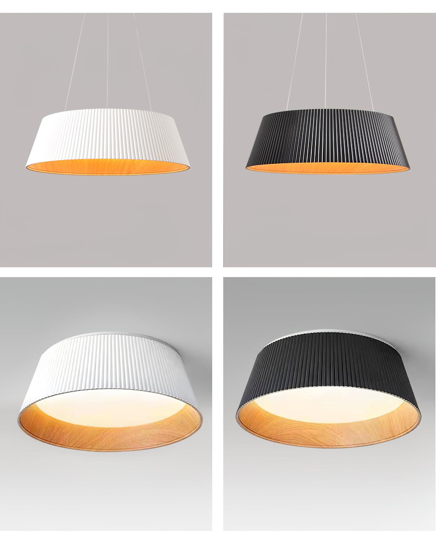 Ribbed Ceiling Light | Metal & Acrylic | Black or White Finish