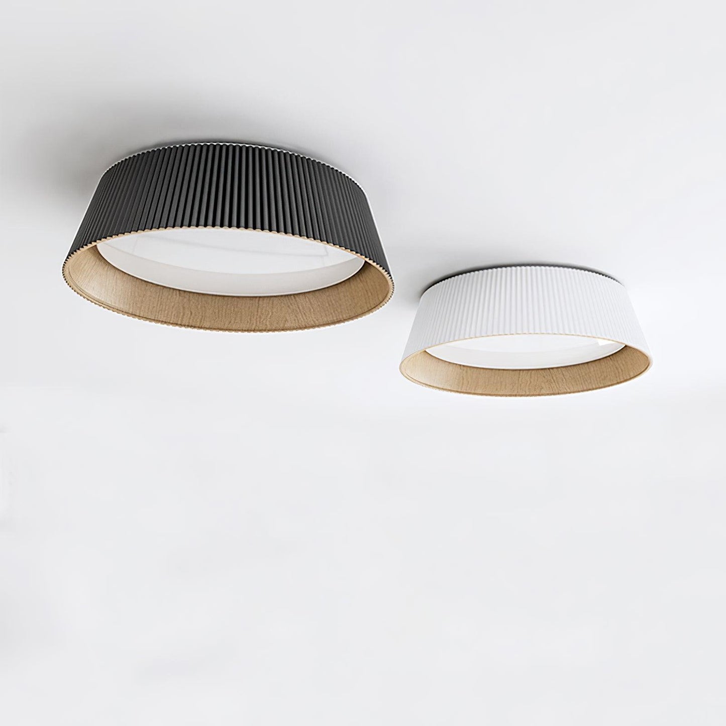 Ribbed Ceiling Light | Metal & Acrylic | Black or White Finish