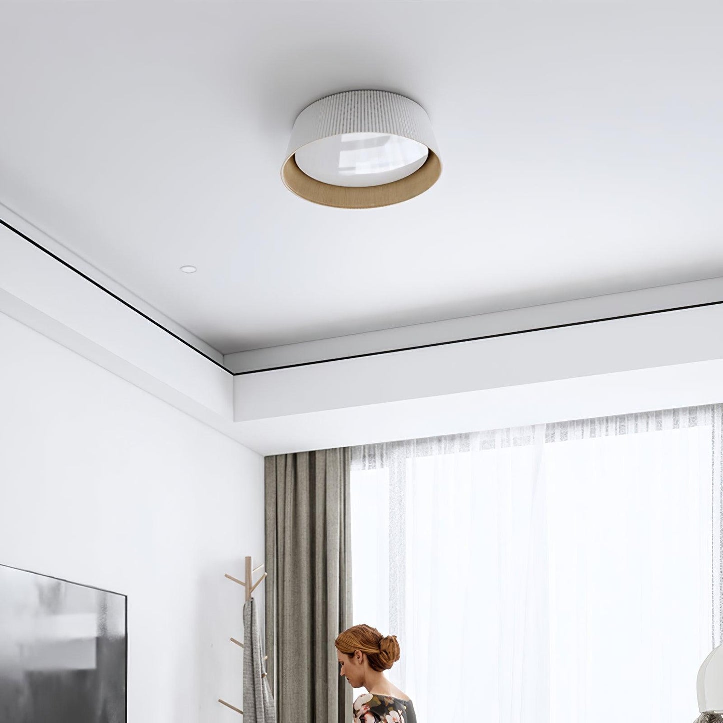Ribbed Ceiling Light | Metal & Acrylic | Black or White Finish