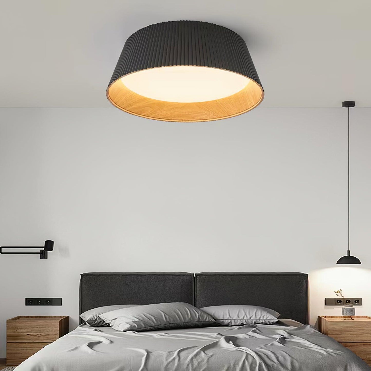 Ribbed Ceiling Light | Metal & Acrylic | Black or White Finish