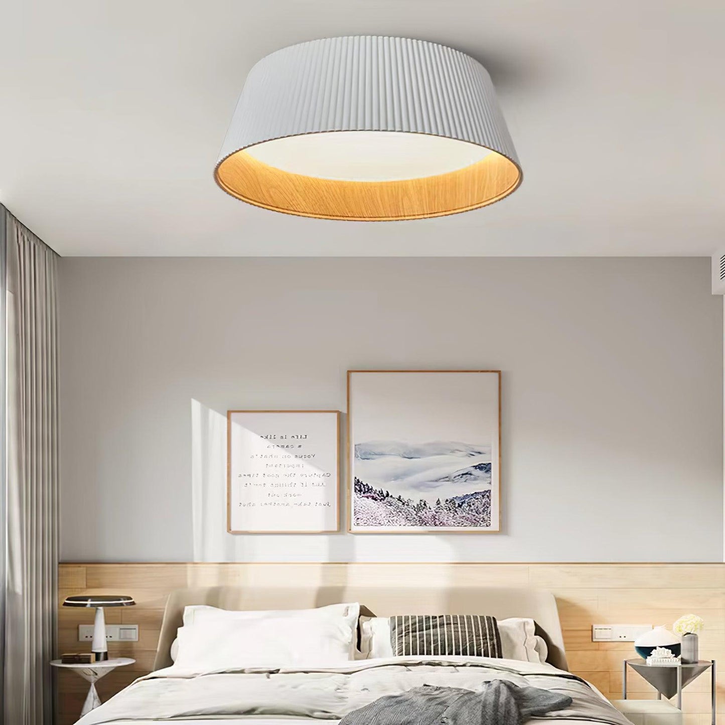 Ribbed Ceiling Light | Metal & Acrylic | Black or White Finish