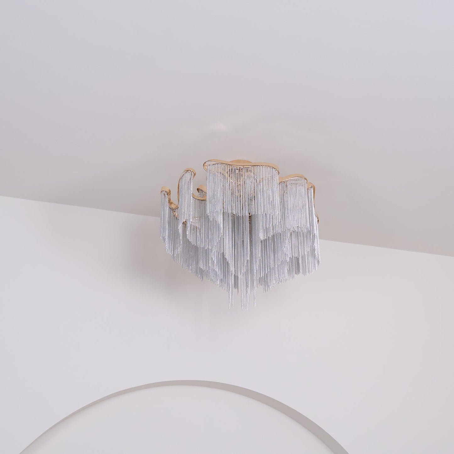 Modern Tassel Ceiling Lamp | Metal & Aluminum Chain | Champagne Gold