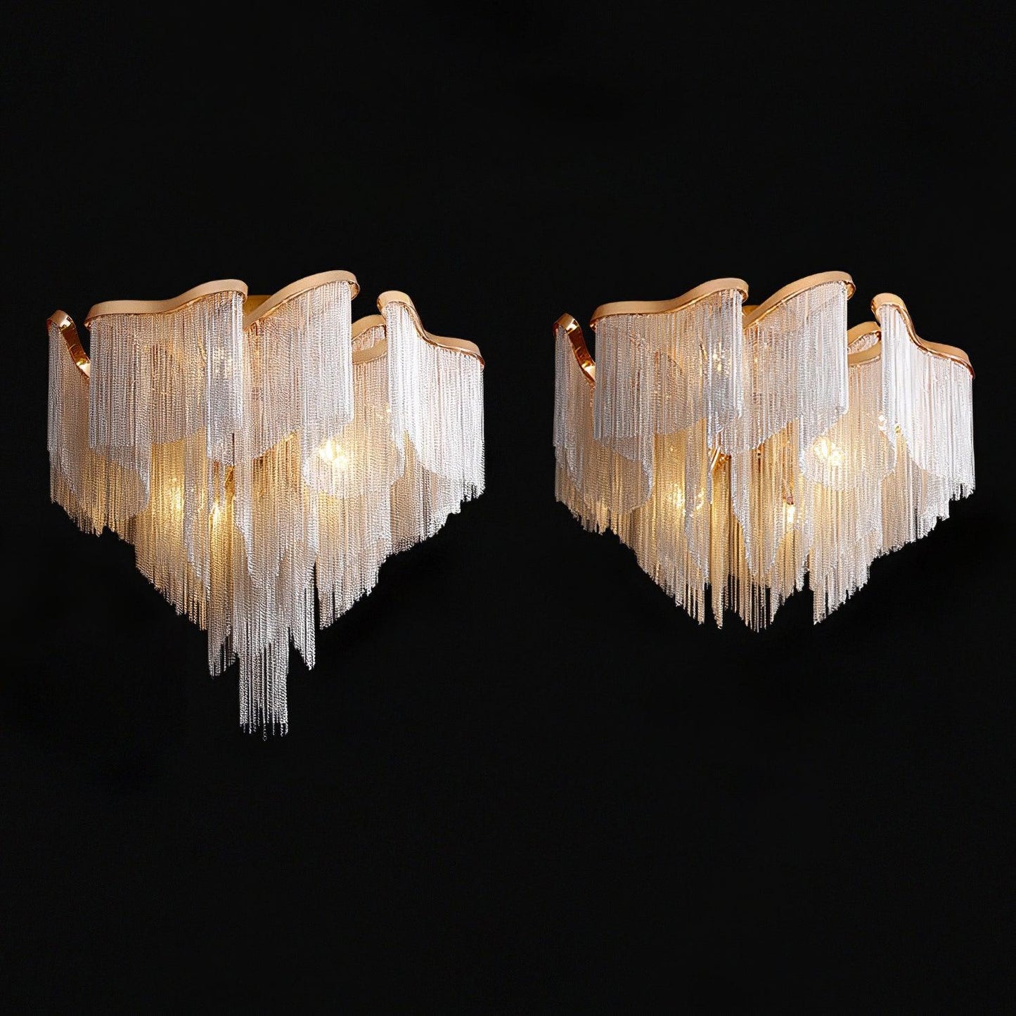 Modern Tassel Ceiling Lamp | Metal & Aluminum Chain | Champagne Gold
