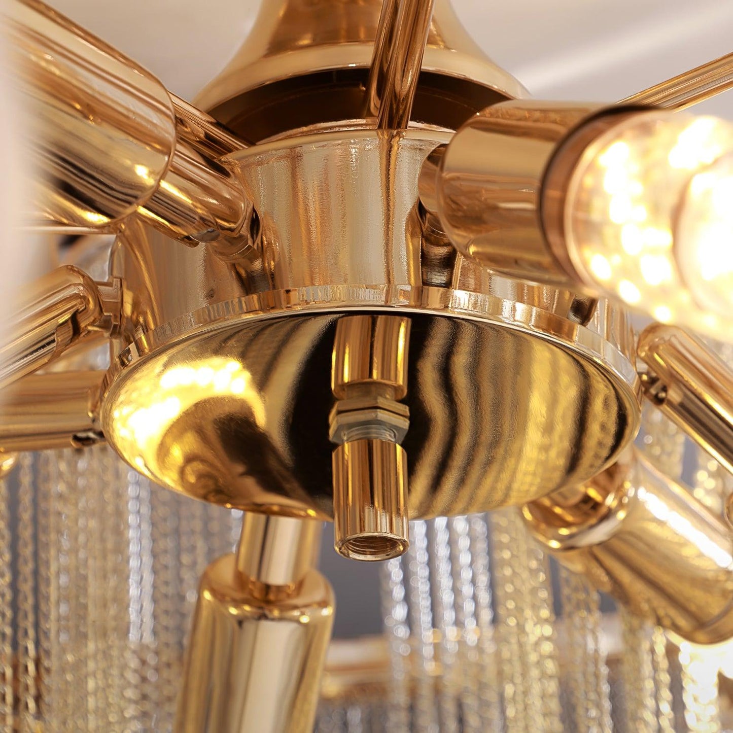 Modern Tassel Ceiling Lamp | Metal & Aluminum Chain | Champagne Gold