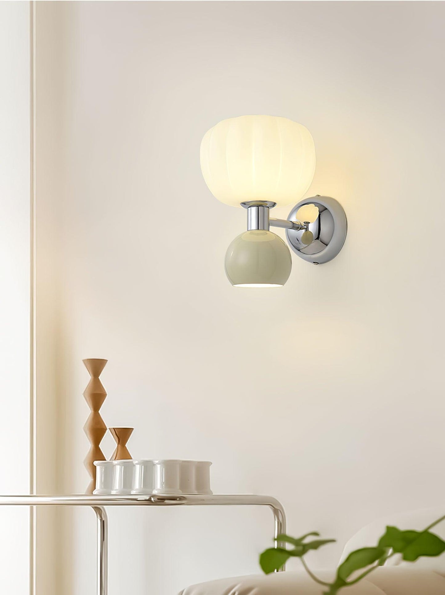 Moderno Cream Sconce | Metal, Plastic | Chrome