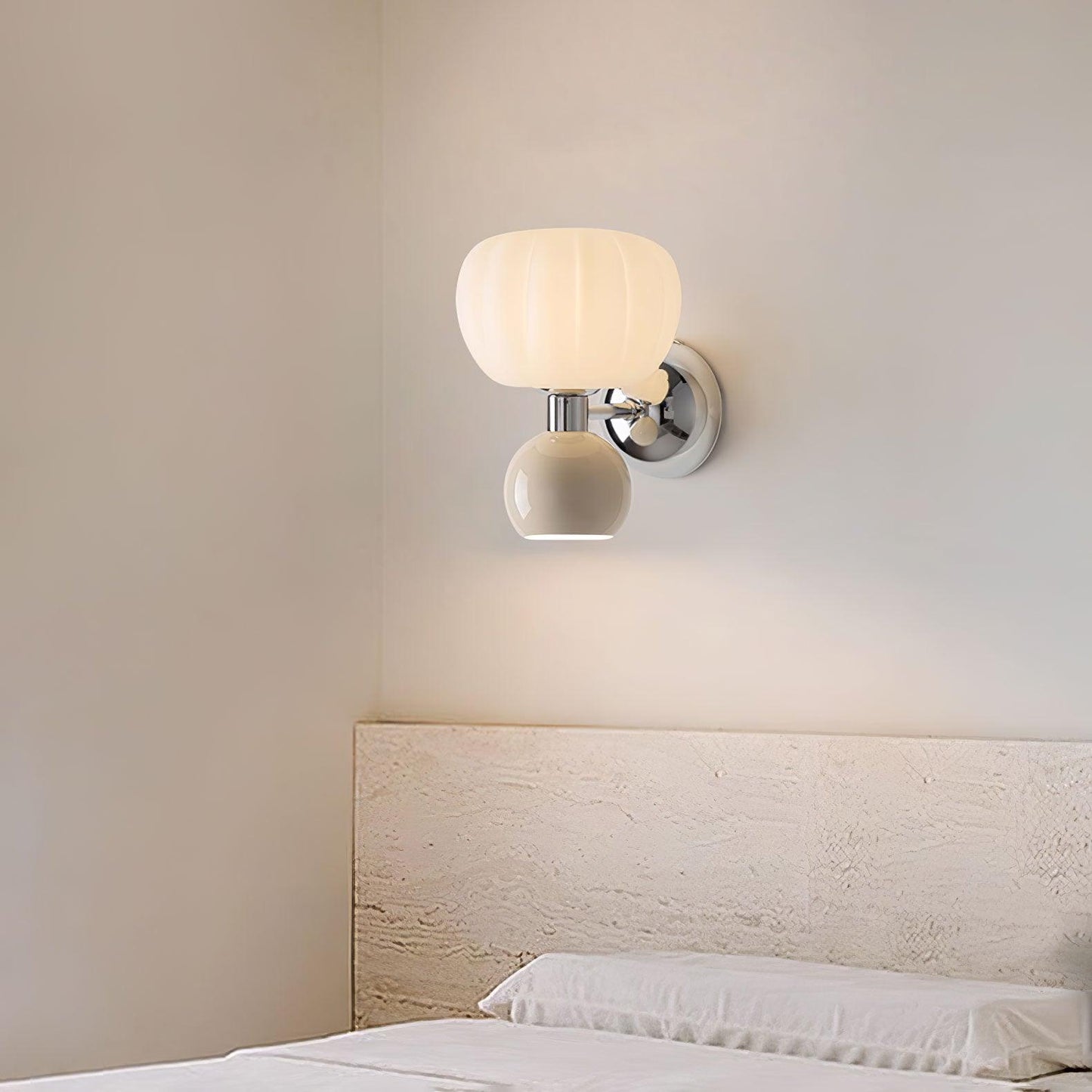 Moderno Cream Sconce | Metal, Plastic | Chrome