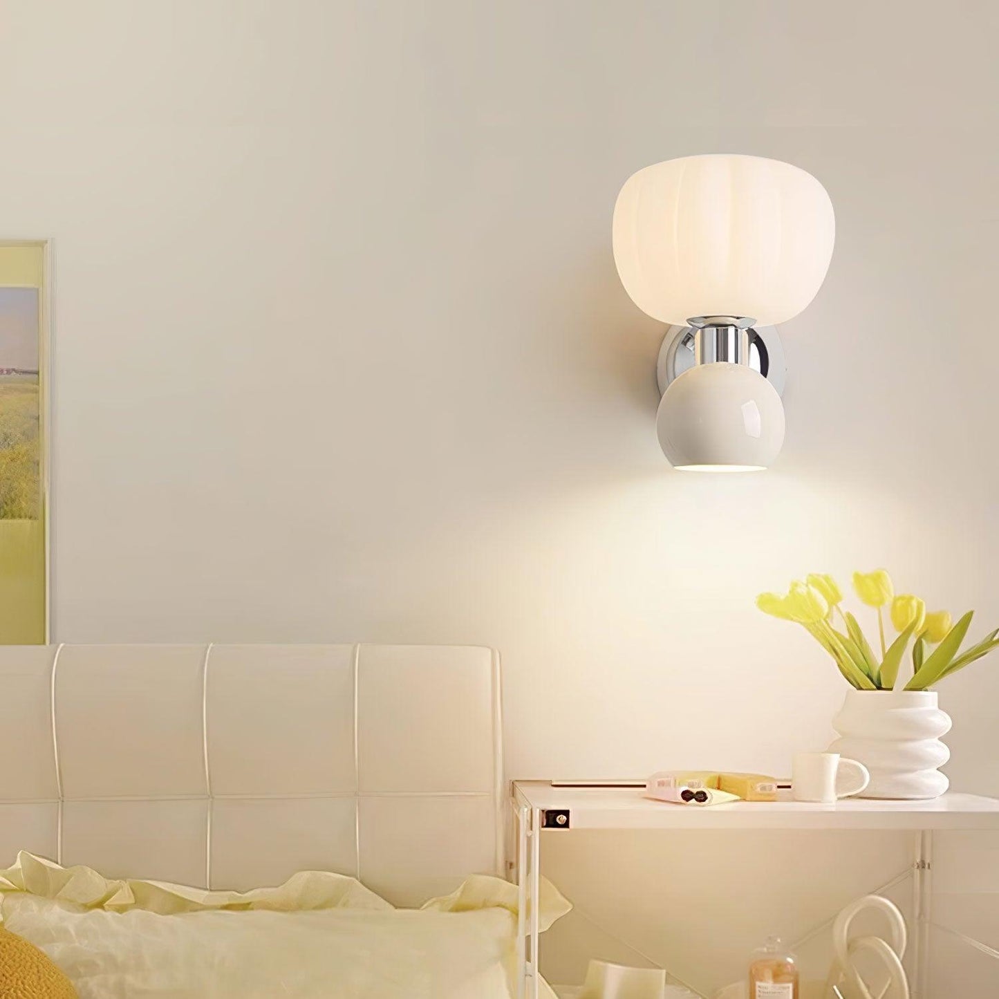Moderno Cream Sconce | Metal, Plastic | Chrome