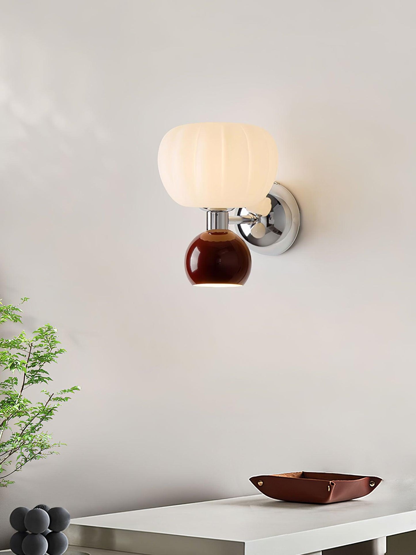 Moderno Cream Sconce | Metal, Plastic | Chrome