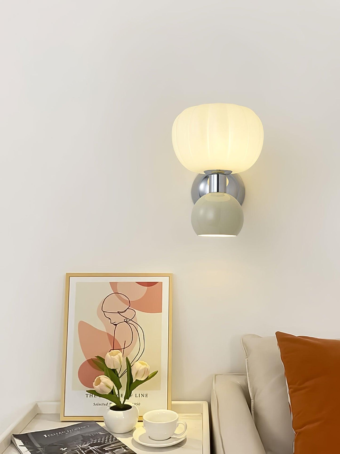 Moderno Cream Sconce | Metal, Plastic | Chrome