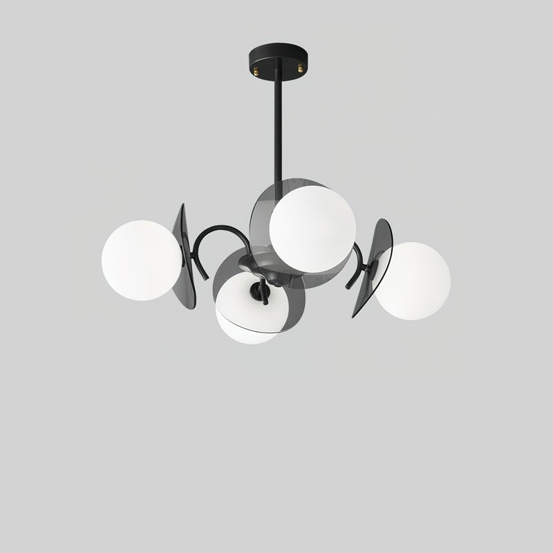 Molecular Glass Chandelier | Black Brass Frame | 4, 5, or 8 Heads