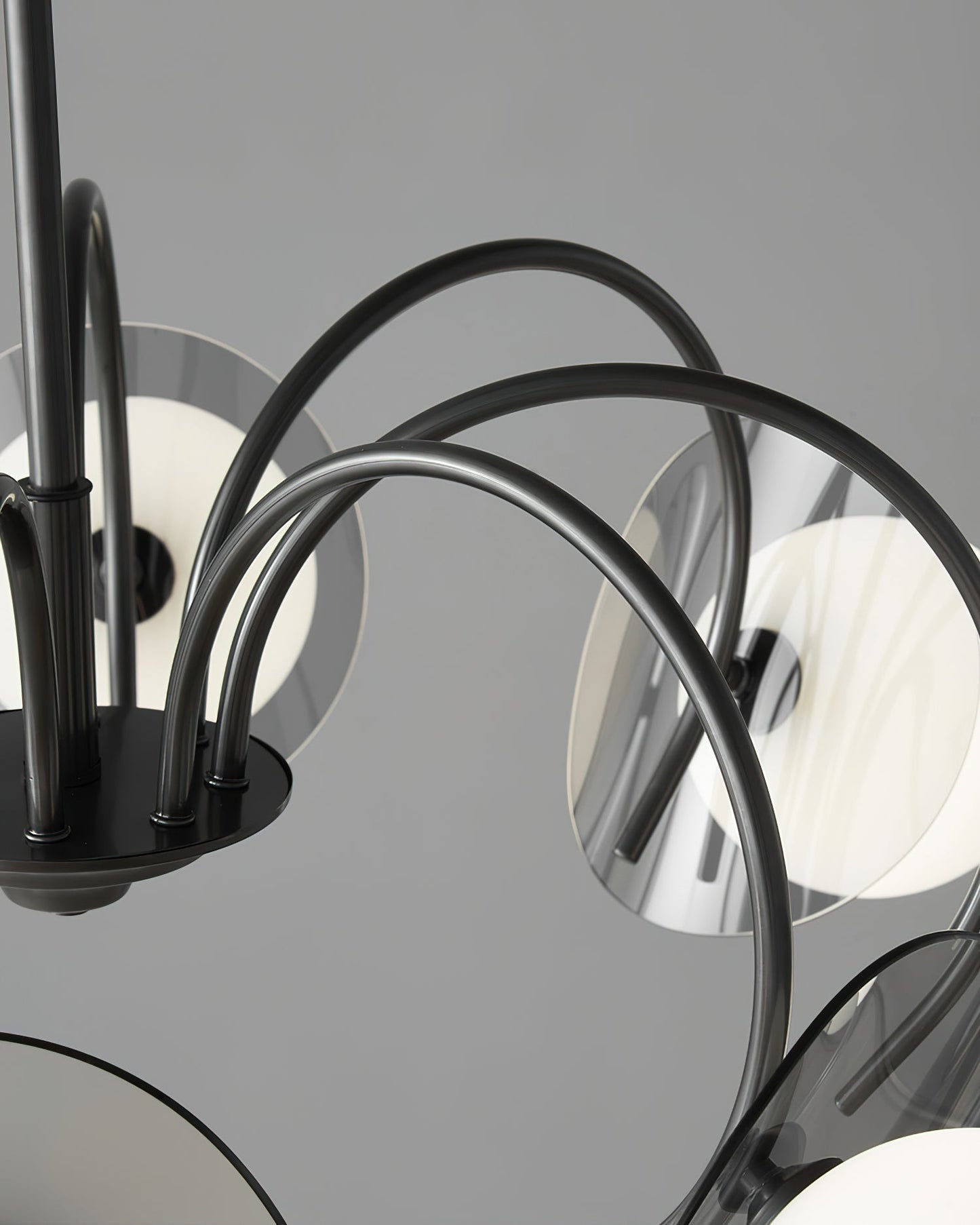 Molecular Glass Chandelier | Black Brass Frame | 4, 5, or 8 Heads