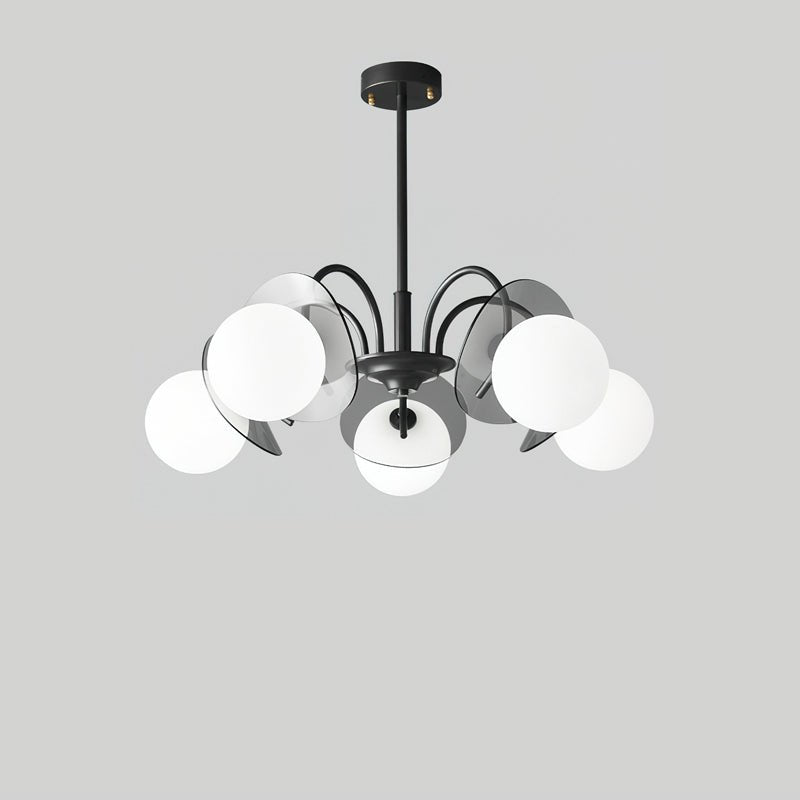 Molecular Glass Chandelier | Black Brass Frame | 4, 5, or 8 Heads