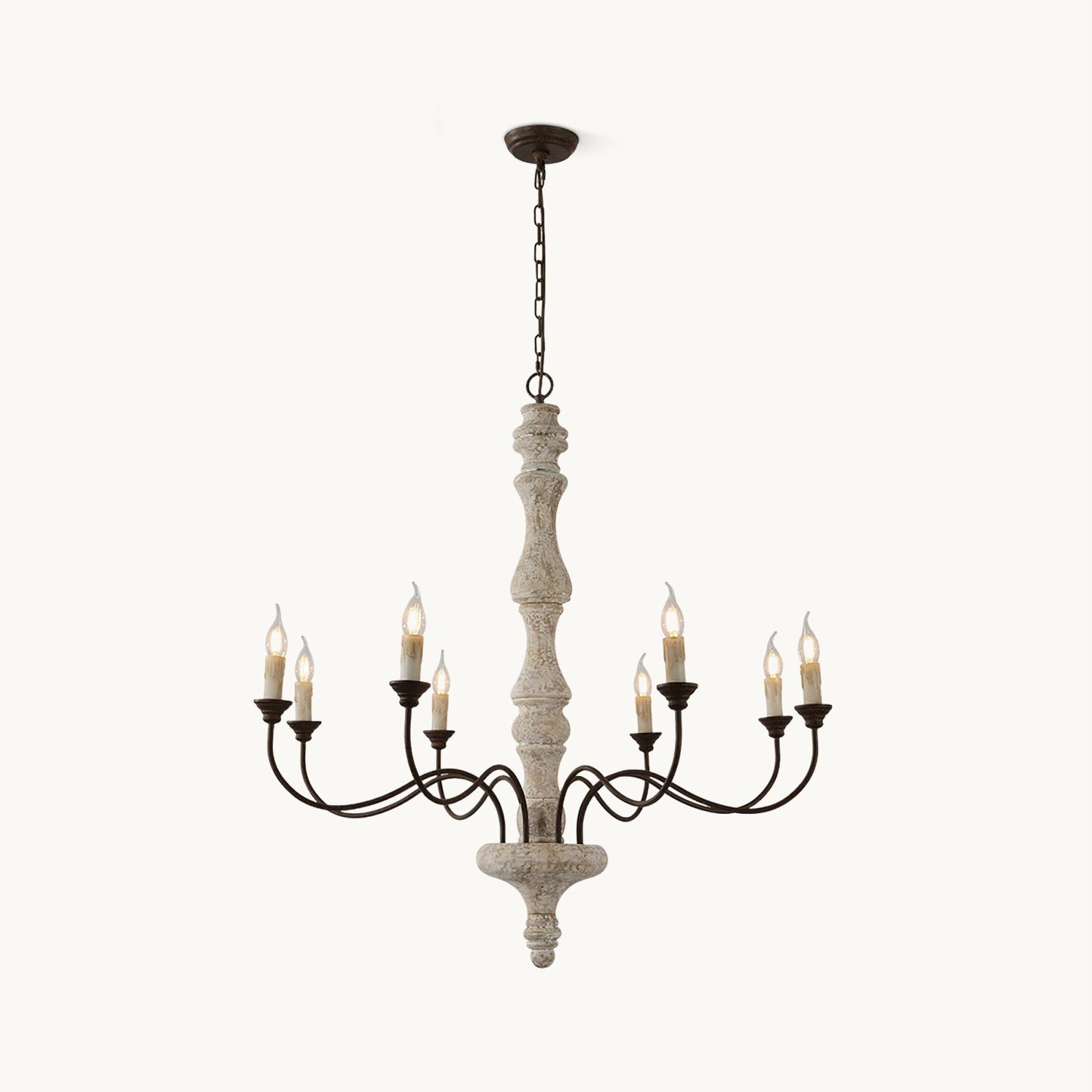 Molina Chandelier | Distressed Wood & Rusted Iron | 8-Light