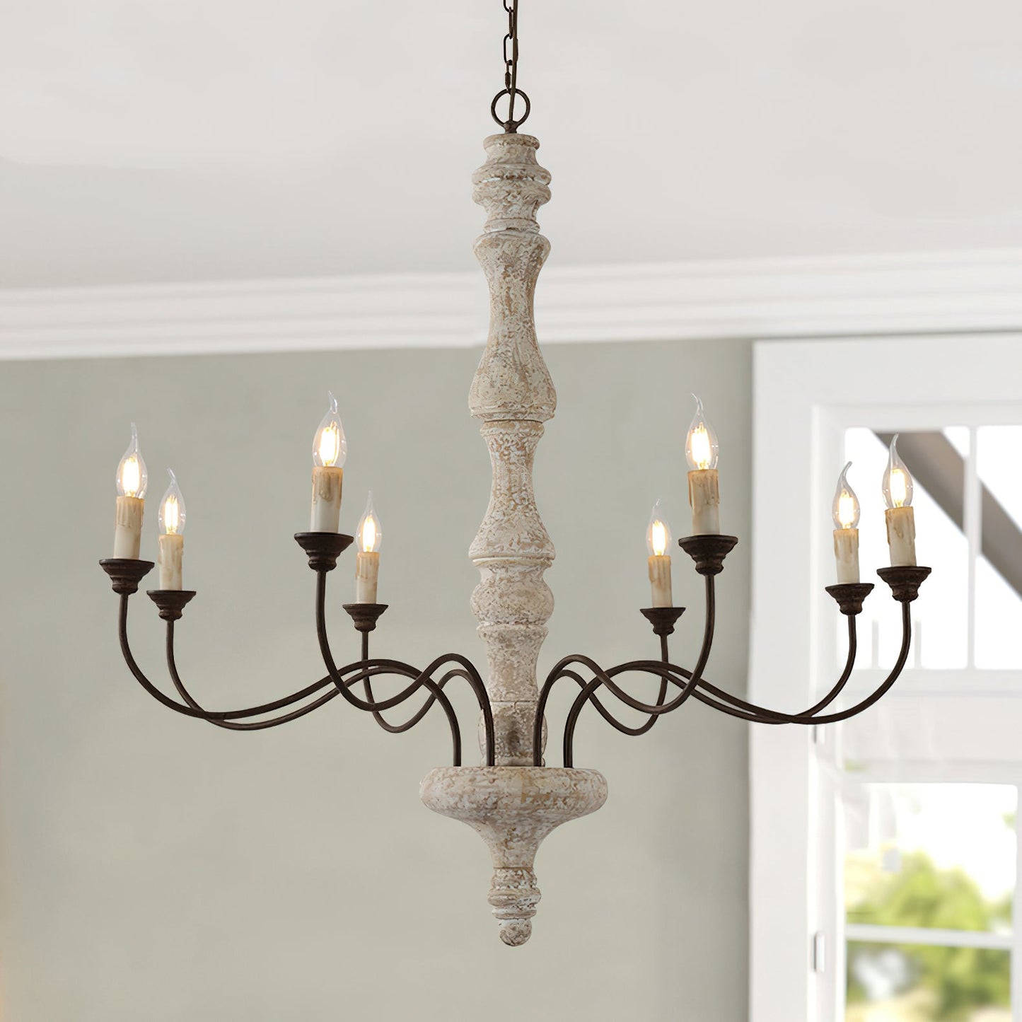 Molina Chandelier | Distressed Wood & Rusted Iron | 8-Light
