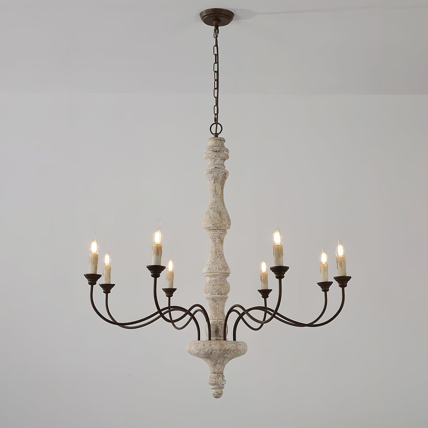 Molina Chandelier | Distressed Wood & Rusted Iron | 8-Light
