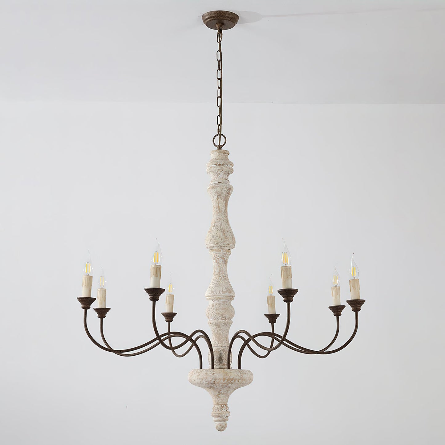 Molina Chandelier | Distressed Wood & Rusted Iron | 8-Light