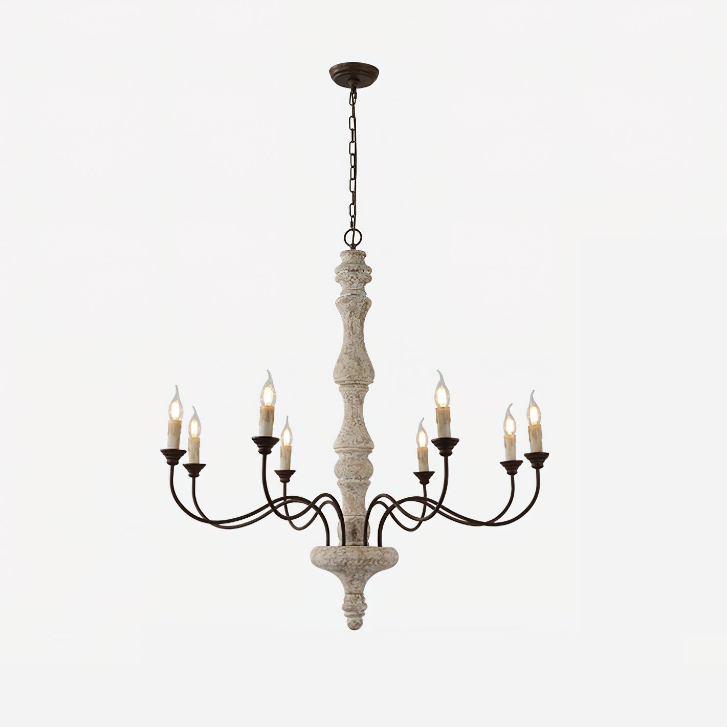 Molina Chandelier | Distressed Wood & Rusted Iron | 8-Light