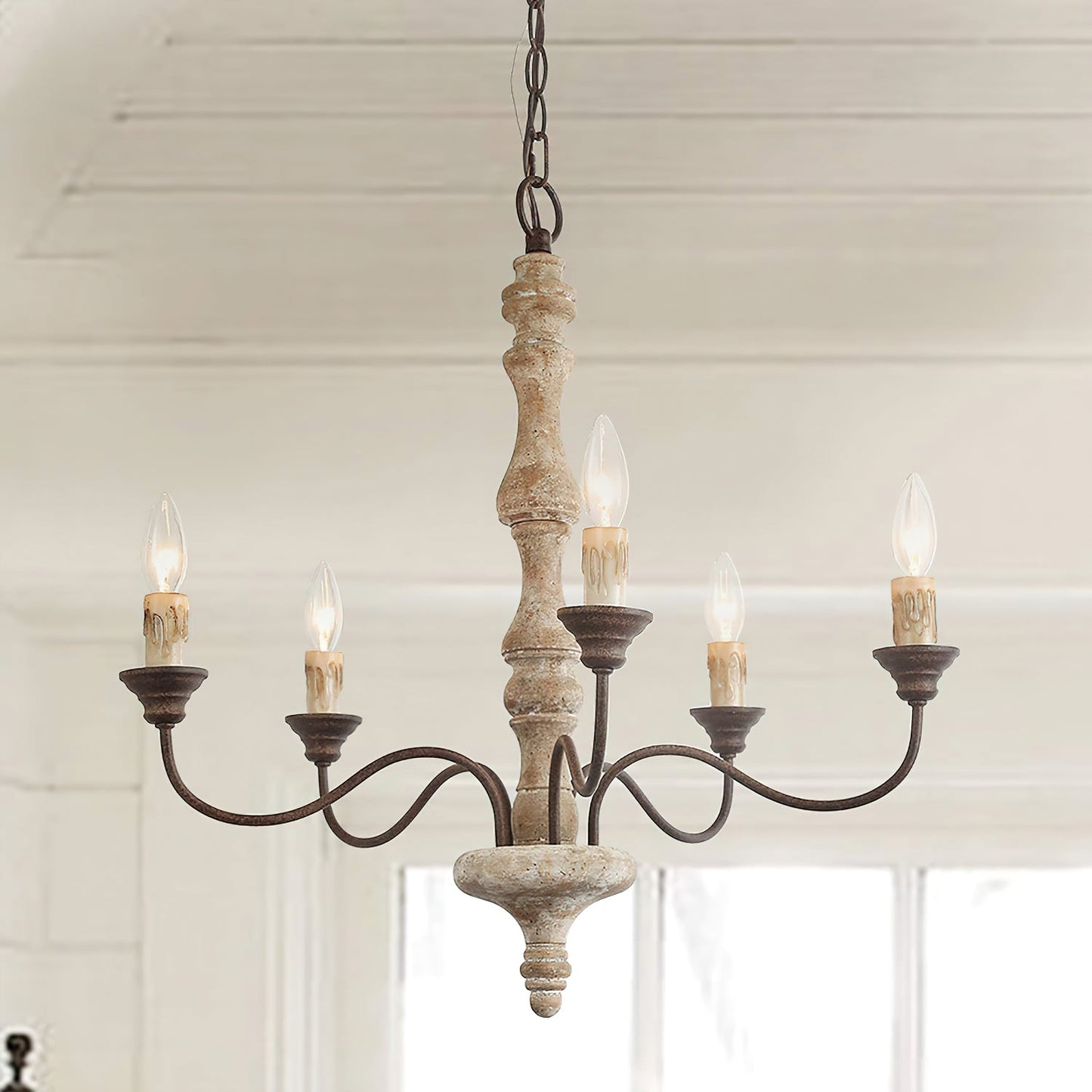 Molina Chandelier | Distressed Wood & Rusted Iron | 8-Light