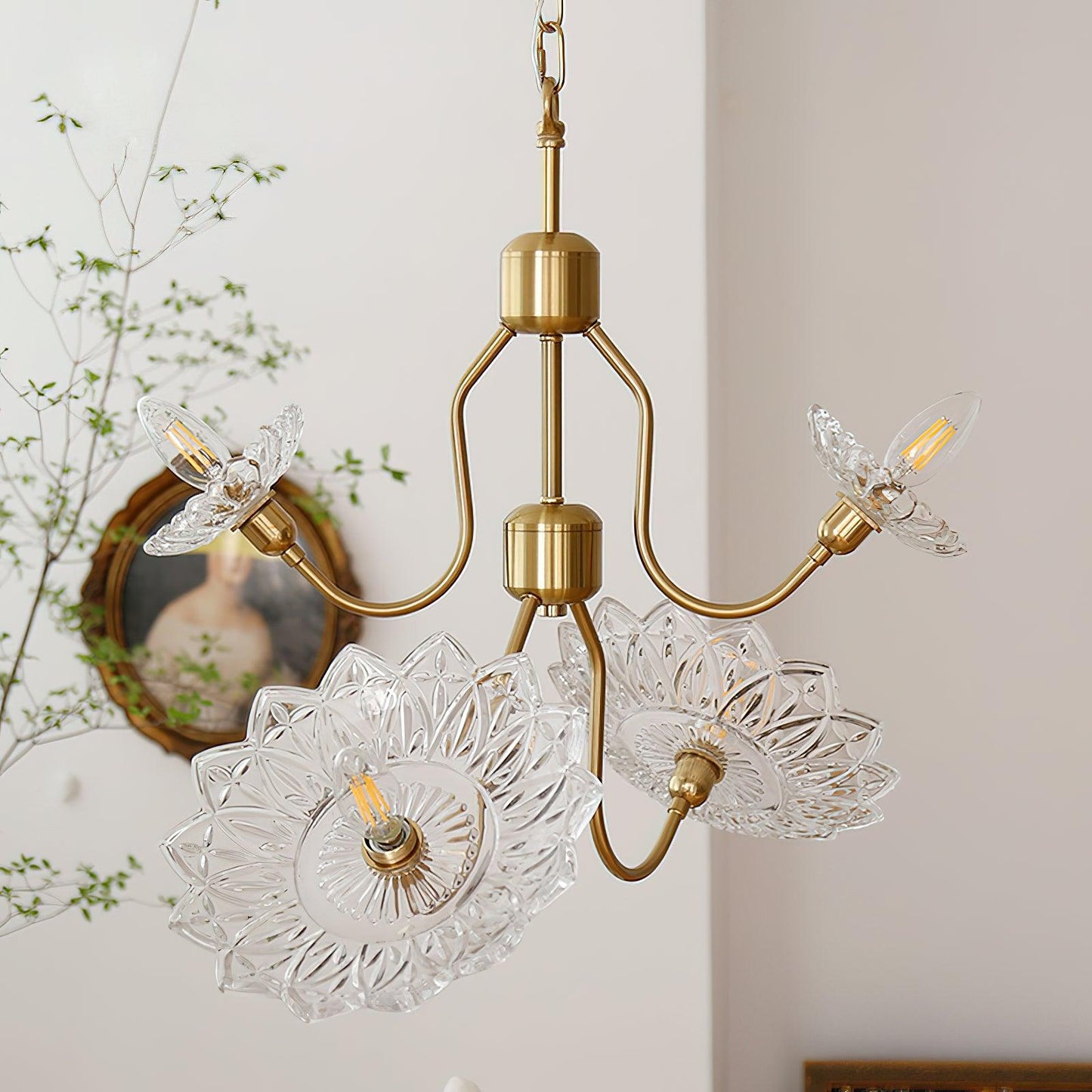 Monique Lhuillier Chandelier | Antique Copper & Glass | 4 or 6 Heads