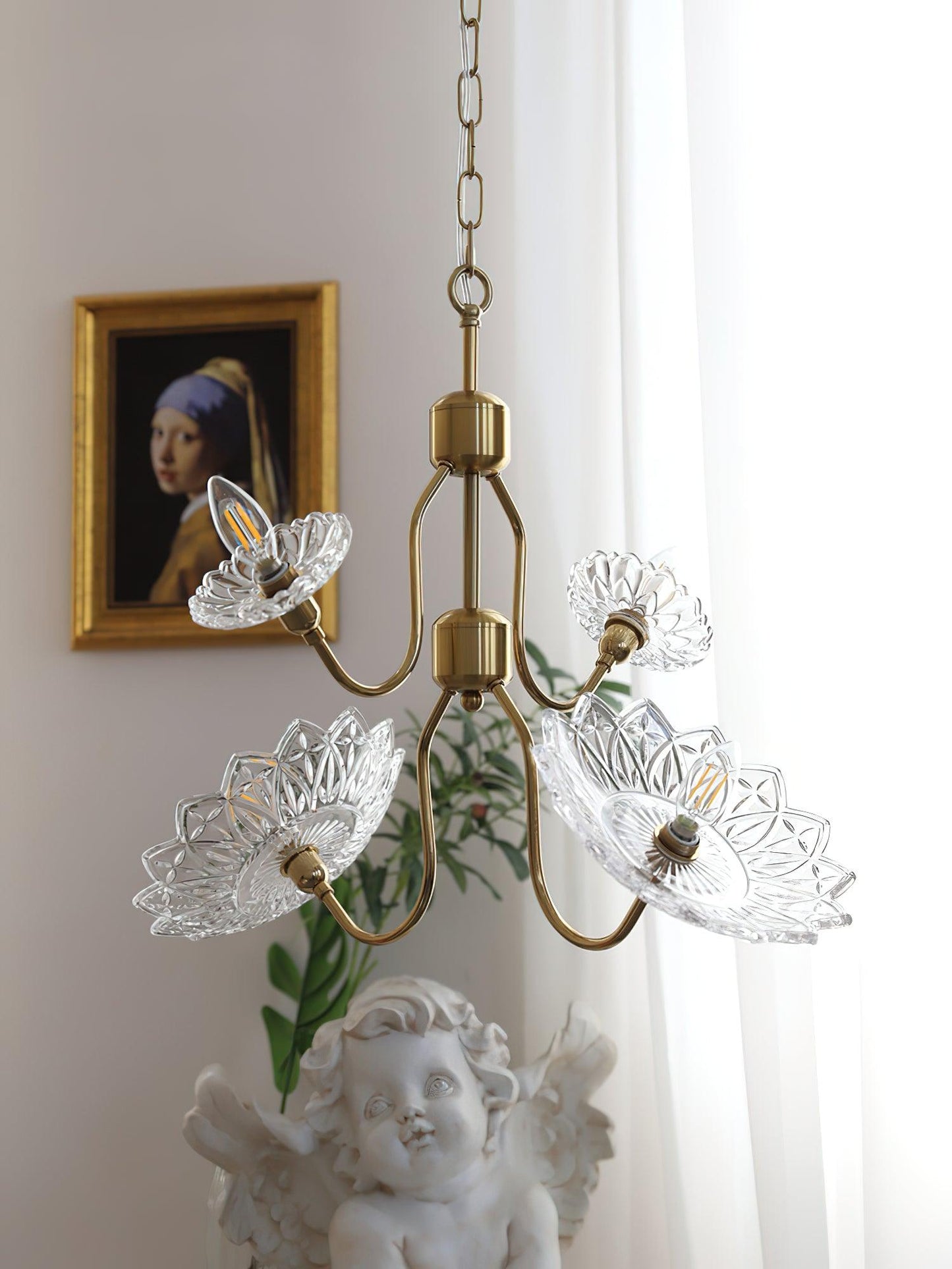 Monique Lhuillier Chandelier | Antique Copper & Glass | 4 or 6 Heads