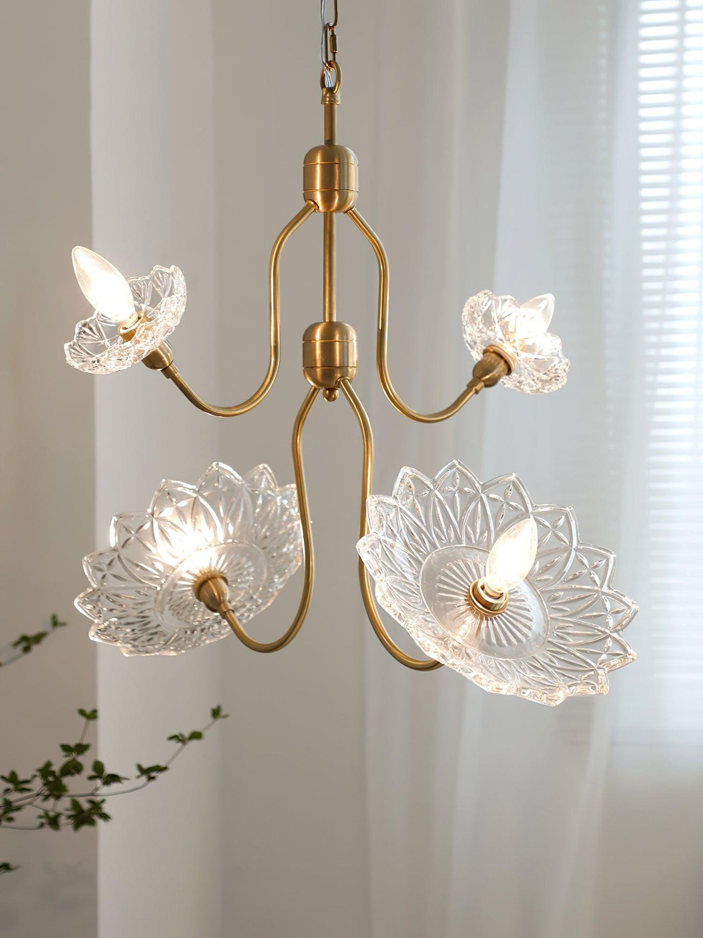 Monique Lhuillier Chandelier | Antique Copper & Glass | 4 or 6 Heads
