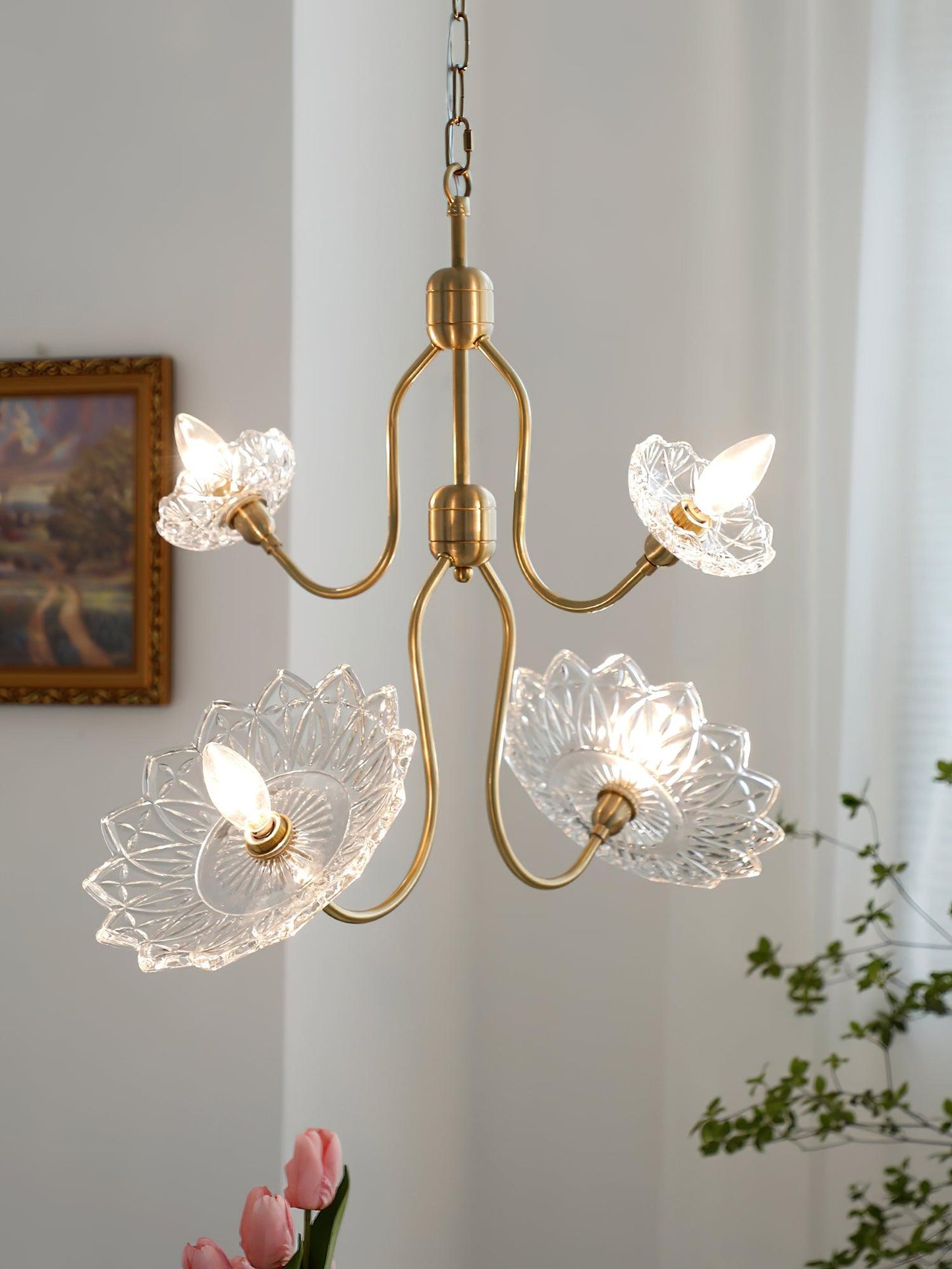 Monique Lhuillier Chandelier | Antique Copper & Glass | 4 or 6 Heads
