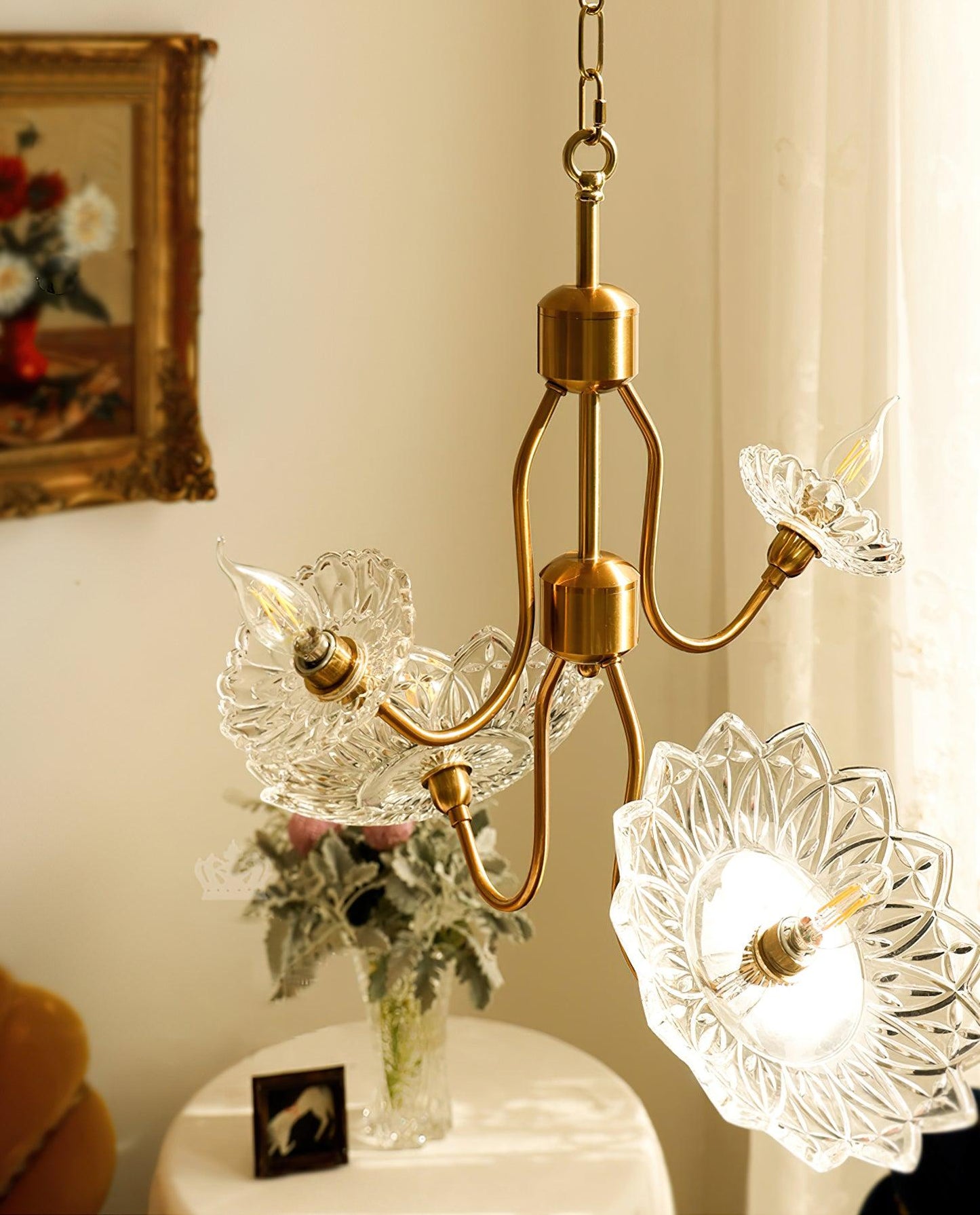 Monique Lhuillier Chandelier | Antique Copper & Glass | 4 or 6 Heads