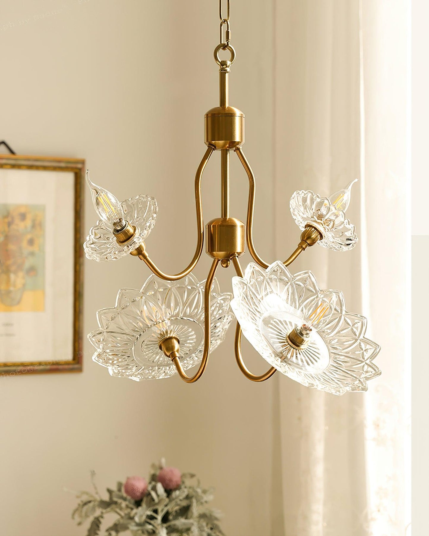 Monique Lhuillier Chandelier | Antique Copper & Glass | 4 or 6 Heads