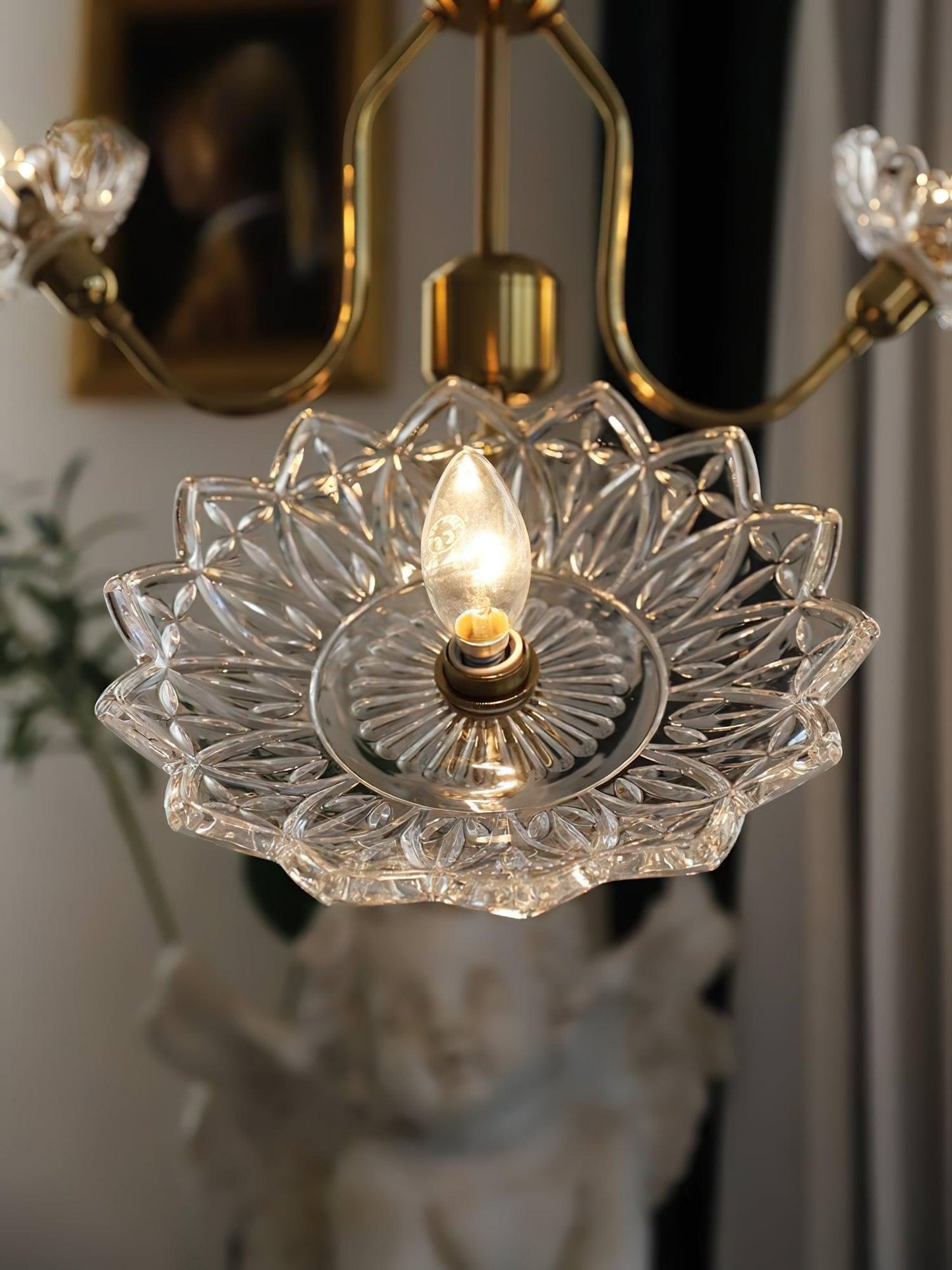 Monique Lhuillier Chandelier | Antique Copper & Glass | 4 or 6 Heads