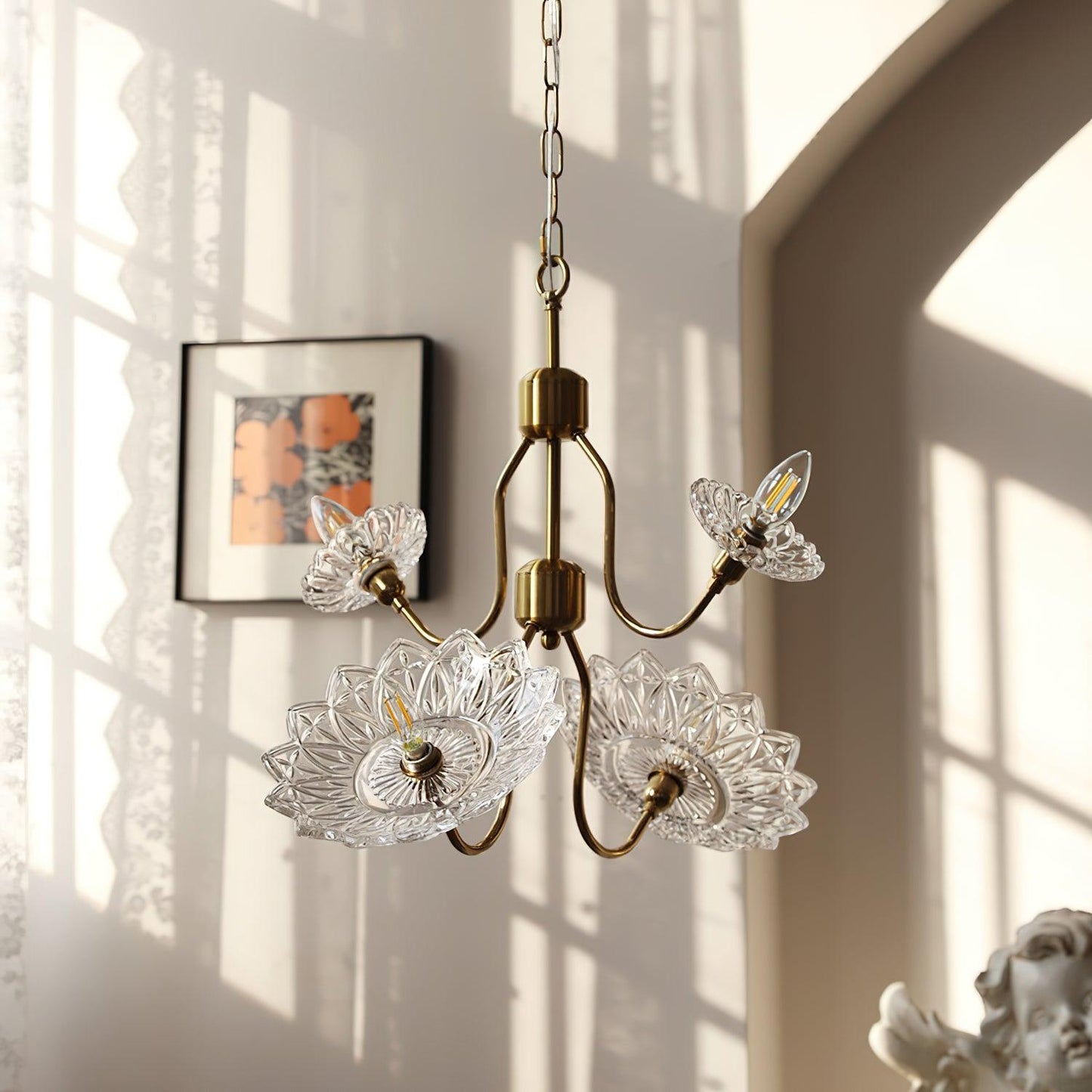 Monique Lhuillier Chandelier | Antique Copper & Glass | 4 or 6 Heads