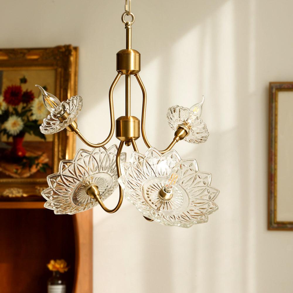 Monique Lhuillier Chandelier | Antique Copper & Glass | 4 or 6 Heads