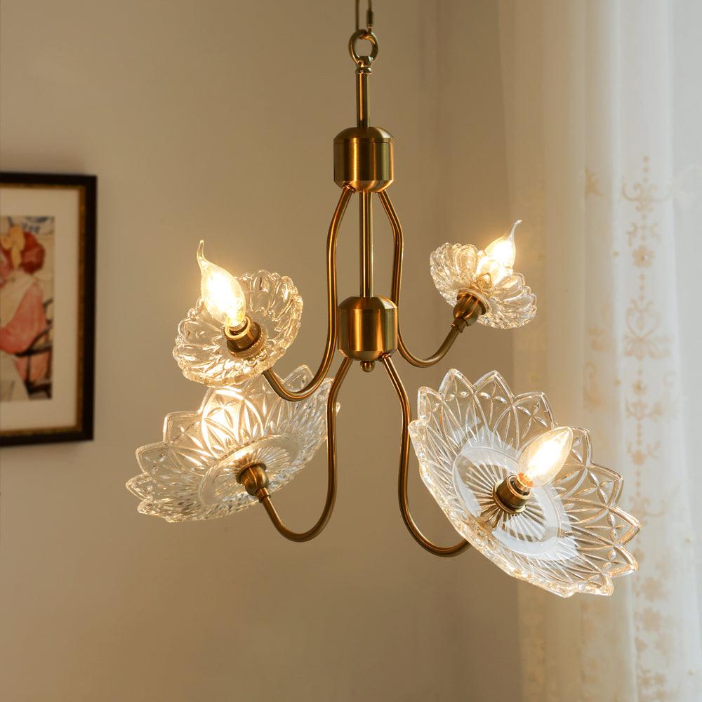 Monique Lhuillier Chandelier | Antique Copper & Glass | 4 or 6 Heads