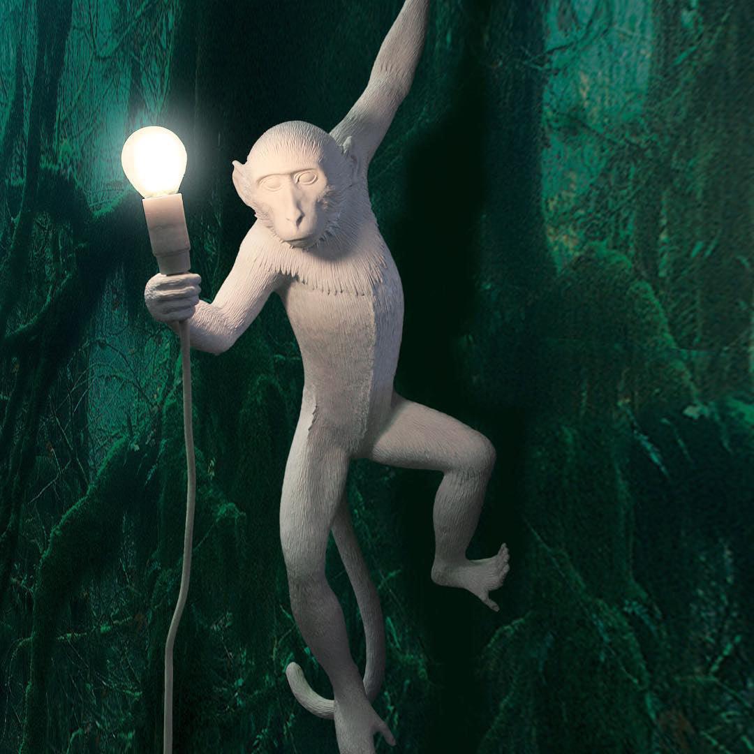 Monkey Wall Lamp | Resin & Metal | Black, Gold, White