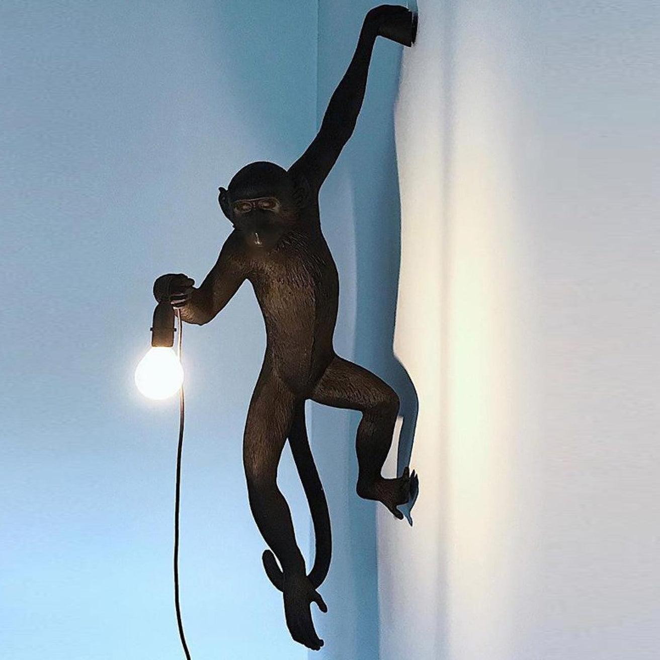 Monkey Wall Lamp | Resin & Metal | Black, Gold, White