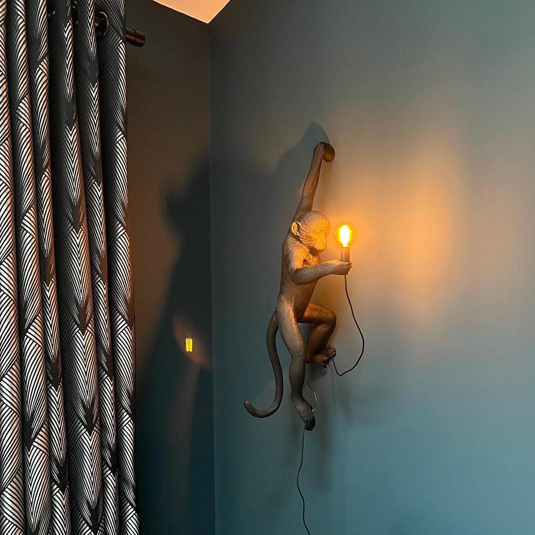 Monkey Wall Lamp | Resin & Metal | Black, Gold, White