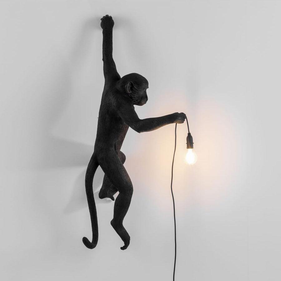 Monkey Wall Lamp | Resin & Metal | Black, Gold, White