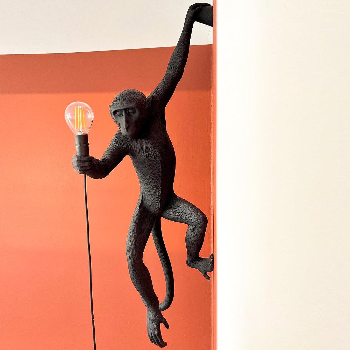 Monkey Wall Lamp | Resin & Metal | Black, Gold, White