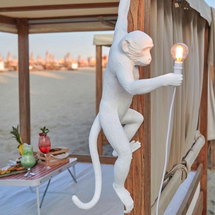 Monkey Wall Lamp | Resin & Metal | Black, Gold, White