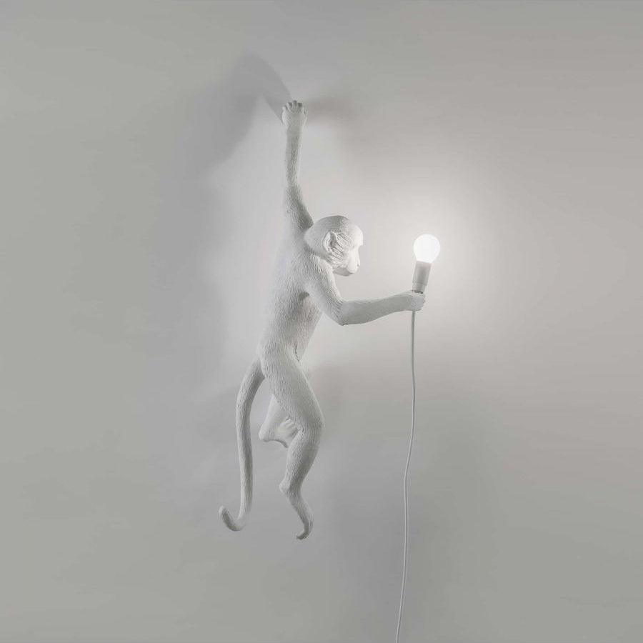 Monkey Wall Lamp | Resin & Metal | Black, Gold, White