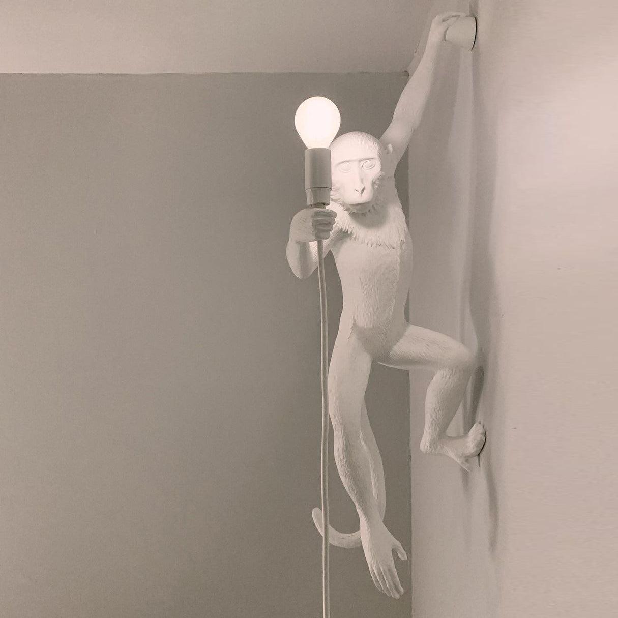 Monkey Wall Lamp | Resin & Metal | Black, Gold, White