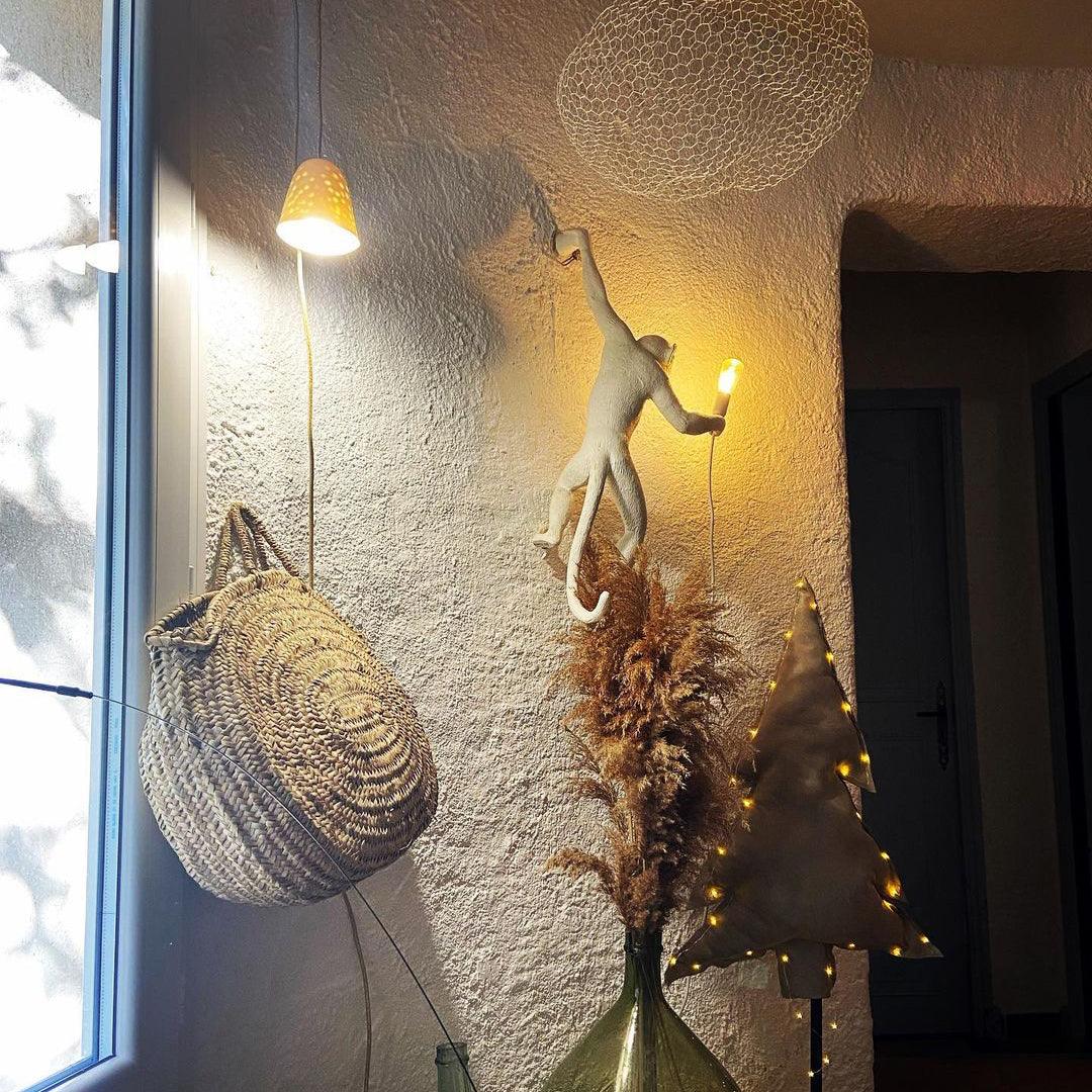 Monkey Wall Lamp | Resin & Metal | Black, Gold, White