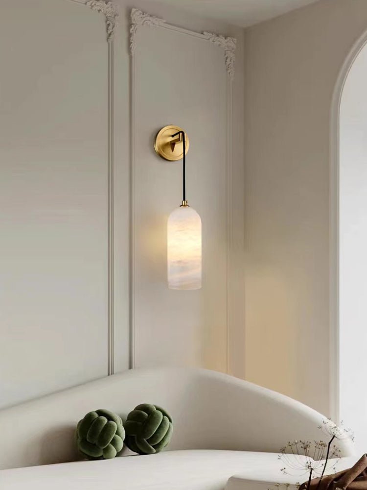 Monty Wall Lamp | Brass & Alabaster | White Shade