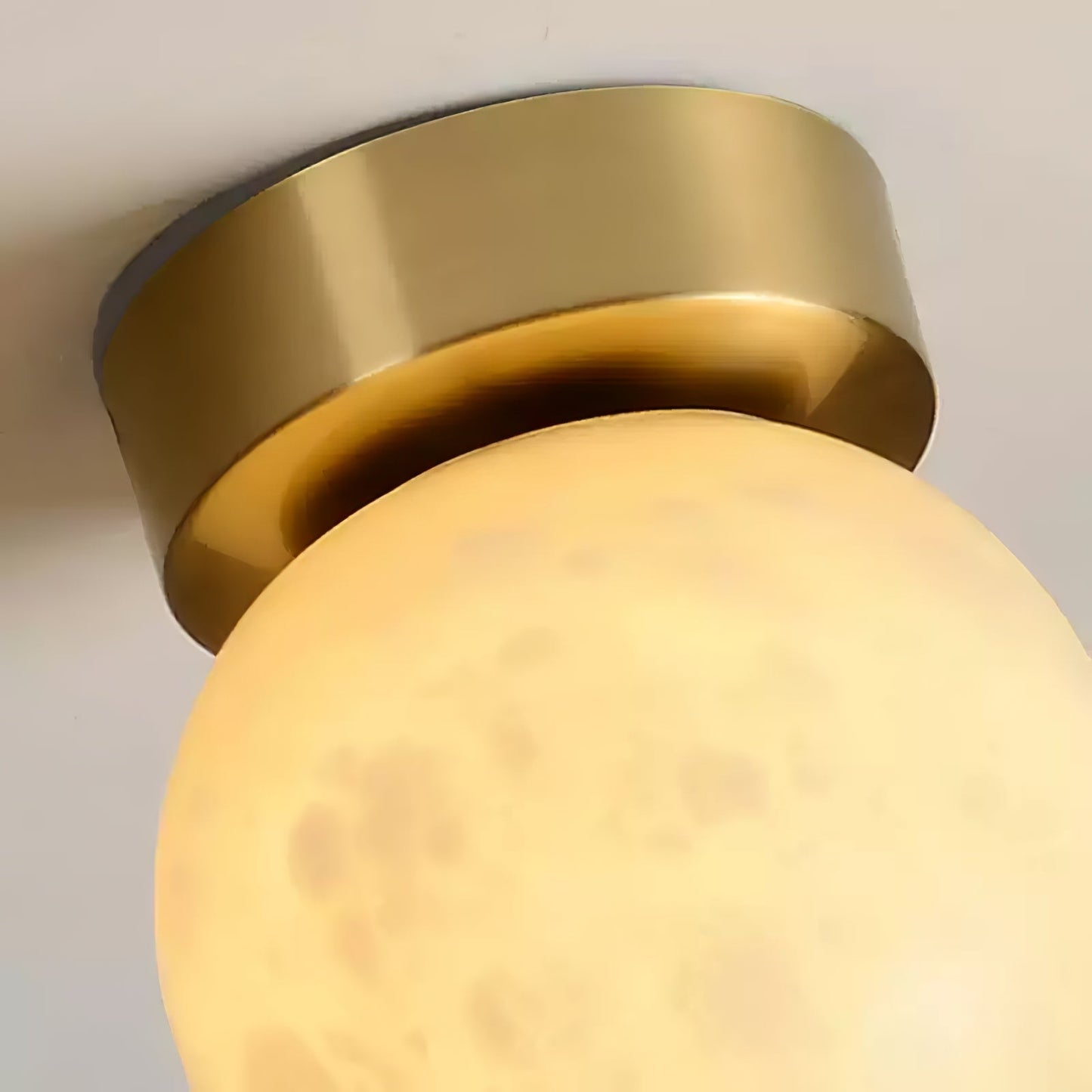 Moon Alabaster Ceiling Light | Brass & Alabaster | White Shade