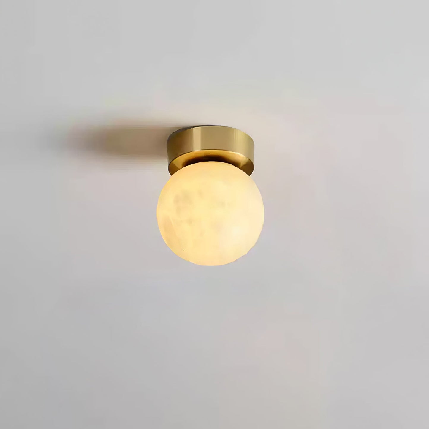 Moon Alabaster Ceiling Light | Brass & Alabaster | White Shade