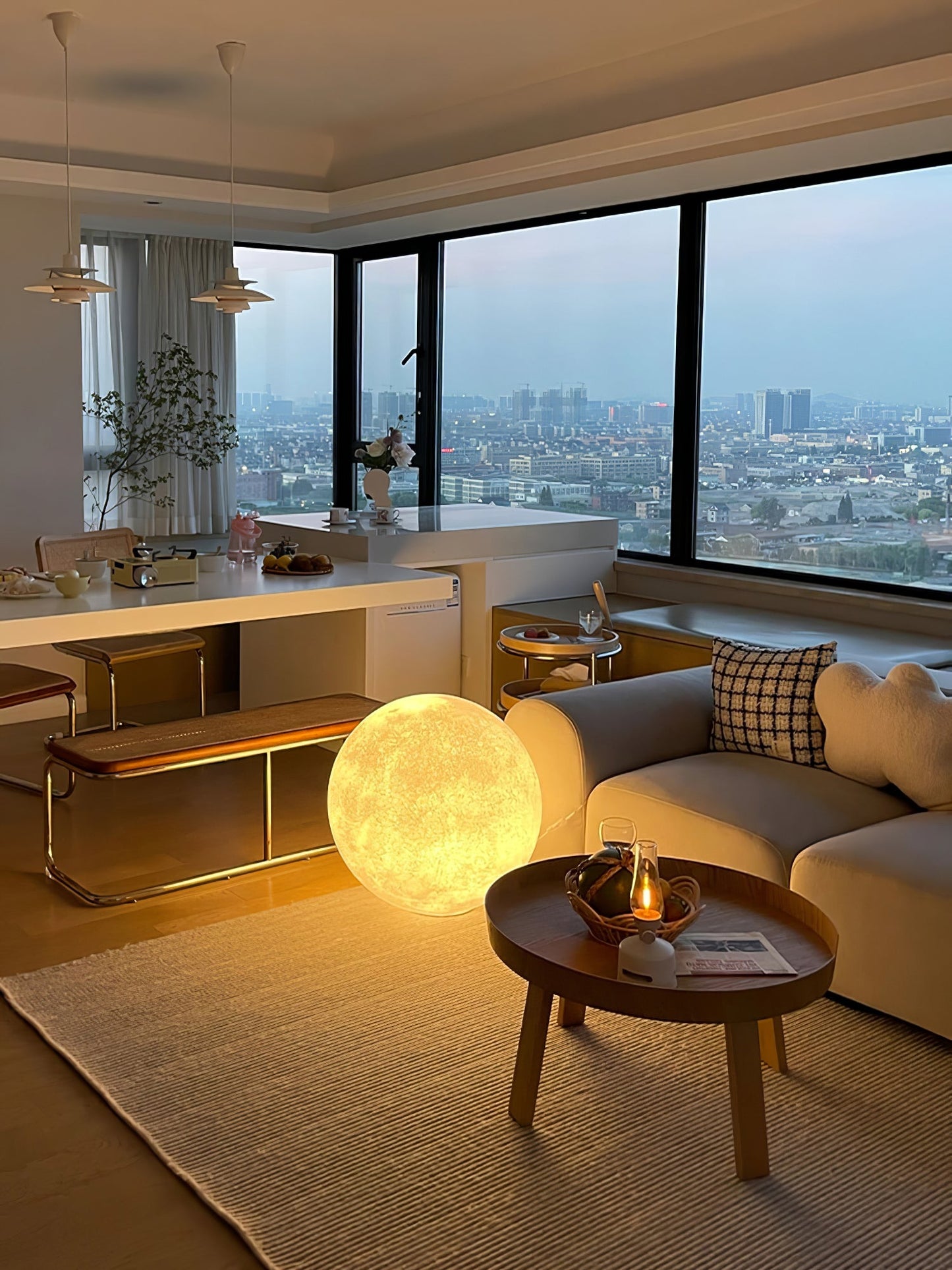 Moon Table Lamp | White FRP Fiber | Multiple Sizes Available