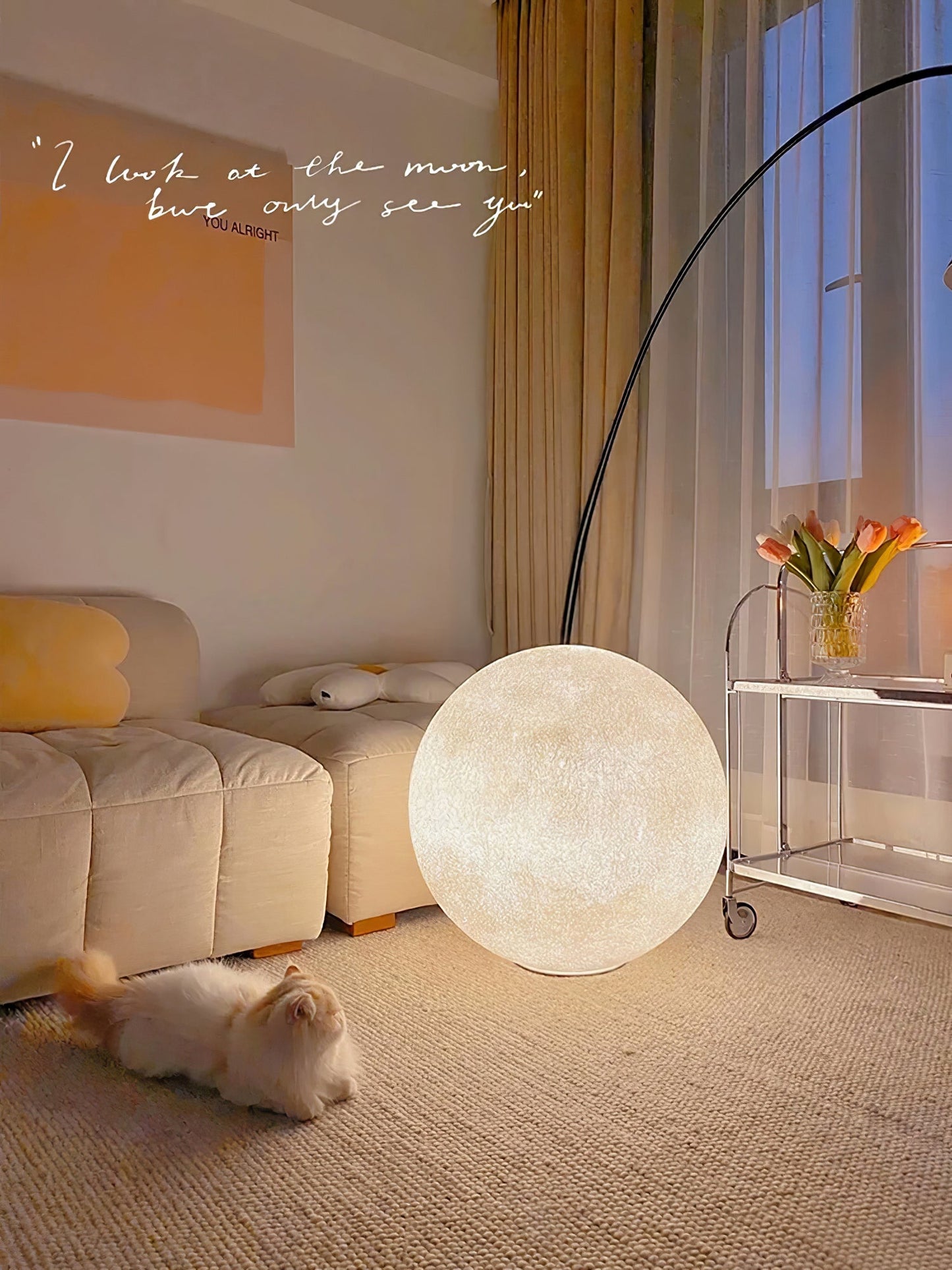 Moon Table Lamp | White FRP Fiber | Multiple Sizes Available
